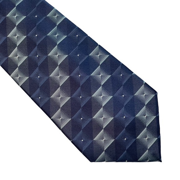 DOCKERS 100% Silk Tie Navy and Gray Geometric Squares - Picture 1 of 7
